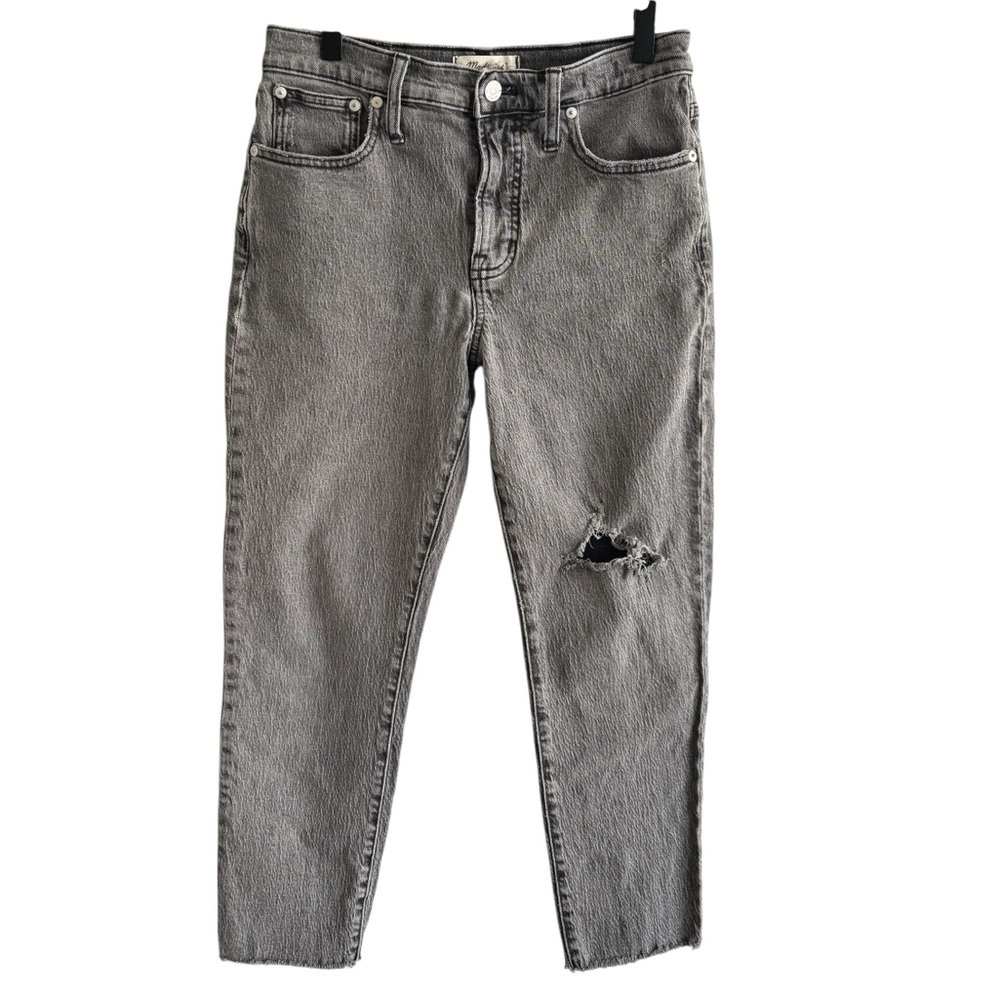 Madewell The Perfect Vintage Jeans Gray High Rise Raw Hem Women's 27P -FLAW